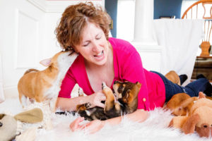 Jody Broughton with puppies